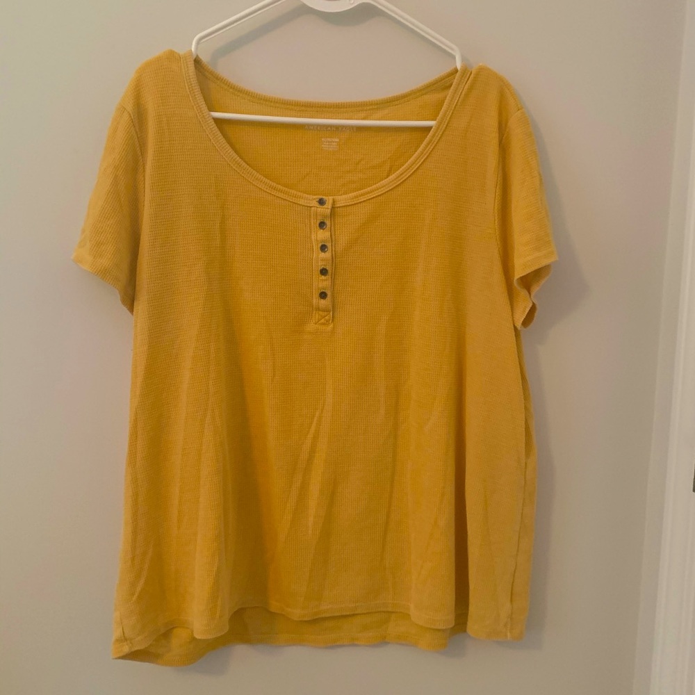 Waffle knit Henley shirt
